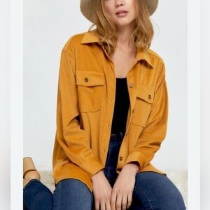 Dynamite Women's Collared Shirt Yellow Mustered  Long Sleeve Pocket Casual S